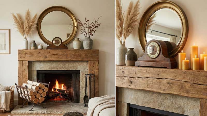 Идеи оформления каминной полки