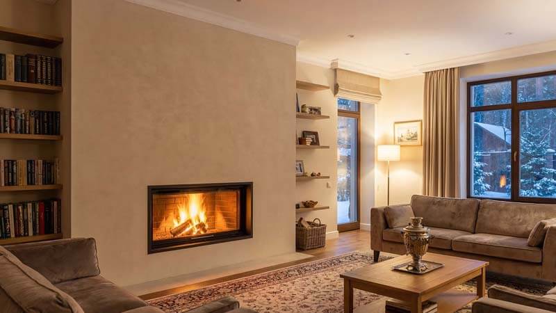 Обновленный камин в современном интерьере гостиной