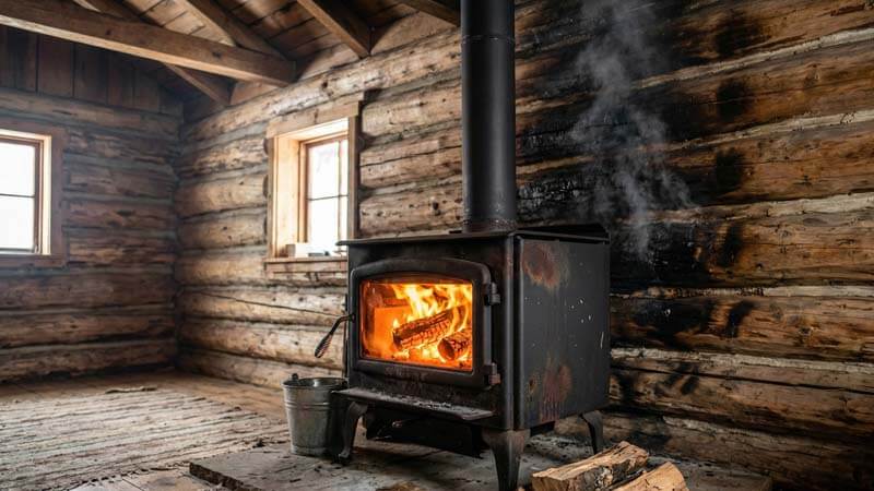 Опасная установка дровяной печи с обугленной стеной