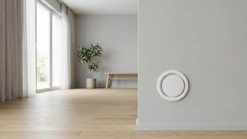 Внешний вид приточного клапана КИВ 125 в готовом интерьере