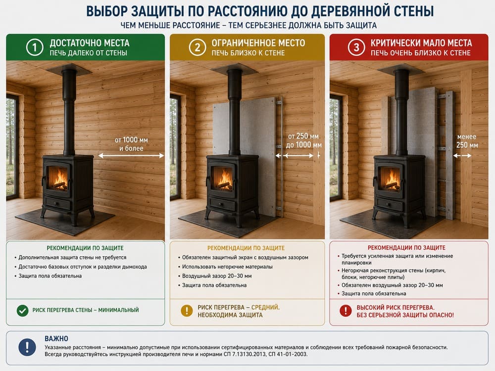 Выбор защиты по расстоянию до стены